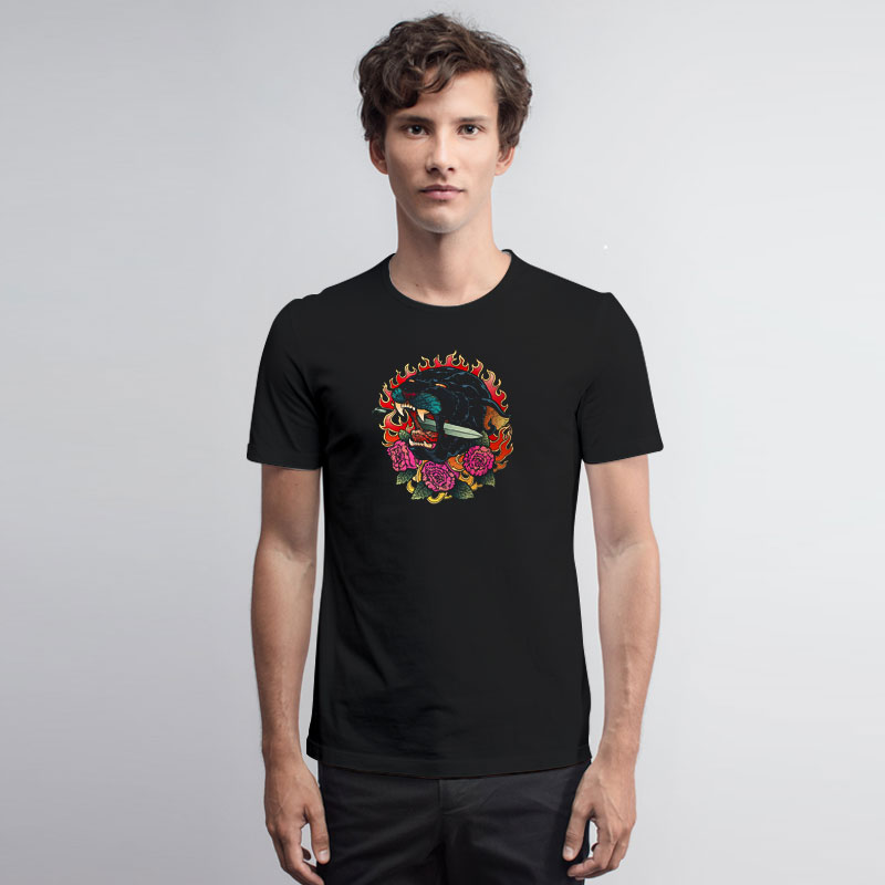 Burning Roses panther T Shirt