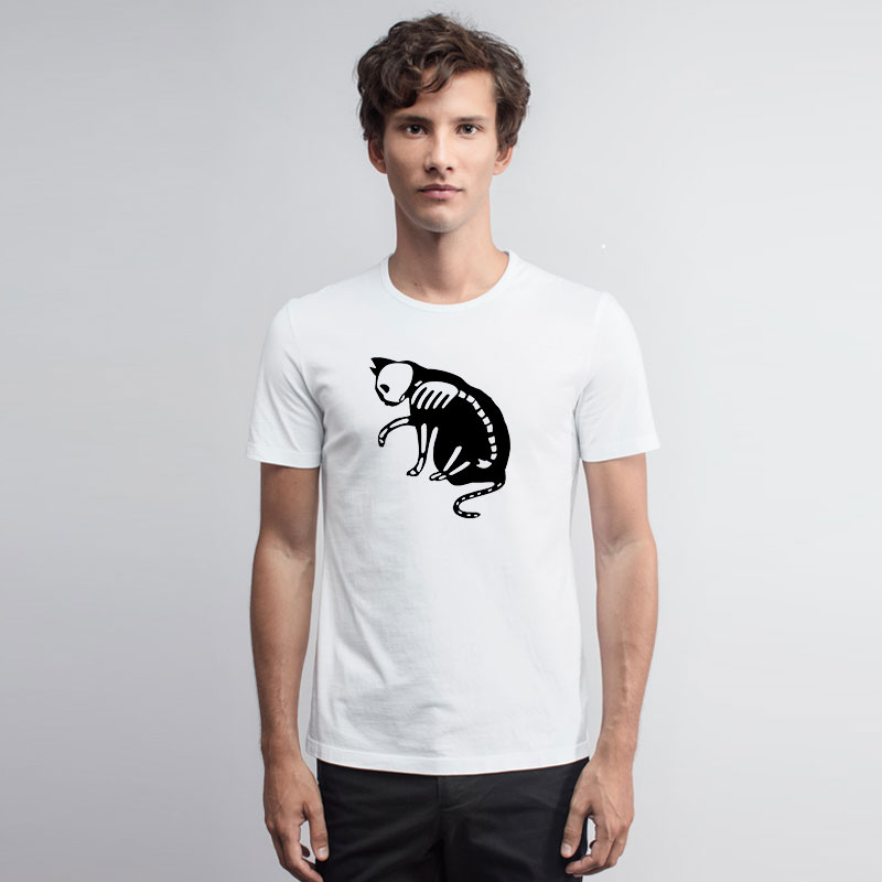 Cat White Skull T Shirt