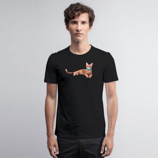 Ginger Cat with Teal Bow Tie T Shirt