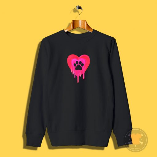 Pawprint Melting in Heart Sweatshirt