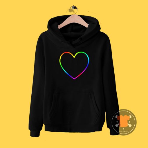 Rainbow Heart Outline Hoodie