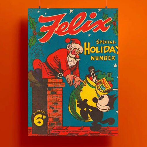 Felix & Santa Gift Christmas Poster