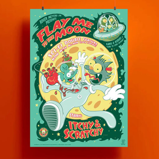 Flay Me To The Moon Itchy & Scratchy Poster
