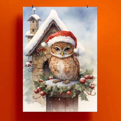 Owl Christmas Day Poster