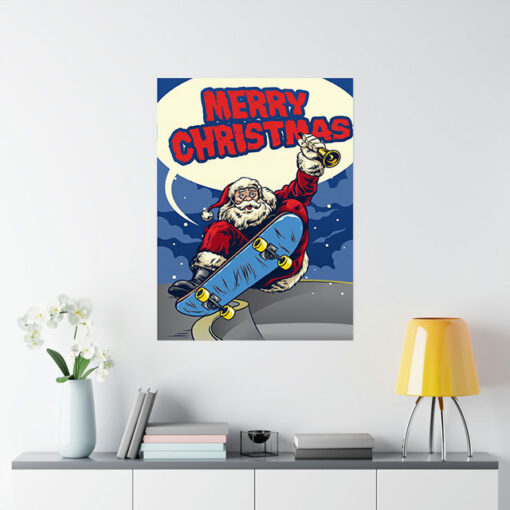 Santa Claus Playing Skateboard Poster 1