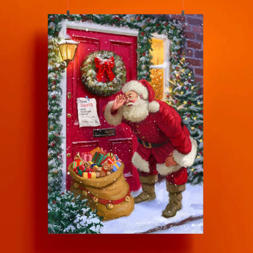 Santa at The Door Poster