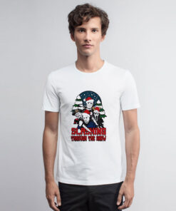 Horror Santa Hat Slashing Through The Snow T Shirt