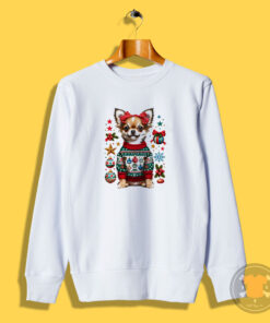 A Tiny Chihuahua’s Merry Woofmas Greetings In Christmas Sweatshirt