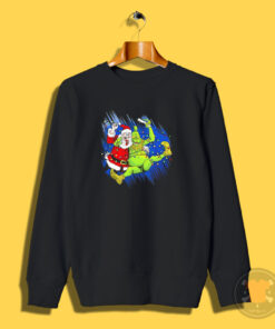 Grinch Wrestles Santa Claus Stone Cold 3 16 Christmas Sweatshirt