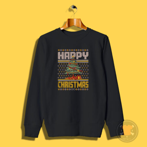 Happy Christmas Tree Light Ugly Christmas Sweatshirt