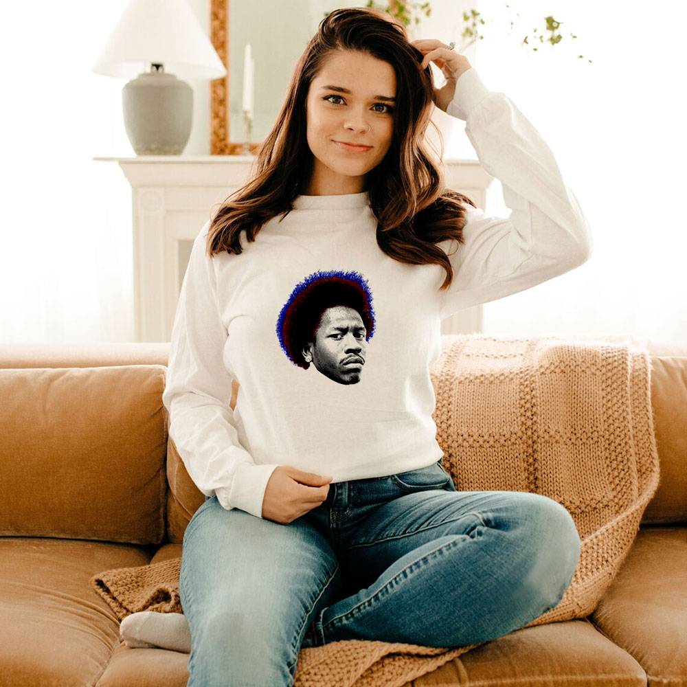 Allen Iverson Red And Blue Afro Fro Long Sleeve