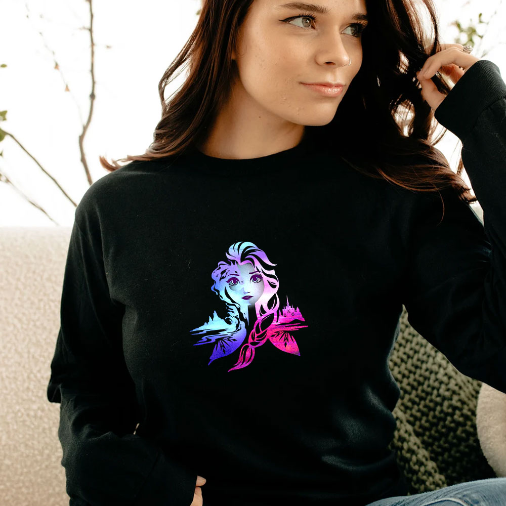 Disney Frozen 2 Elsa Two Tone Gradient Portrait Long Sleeve