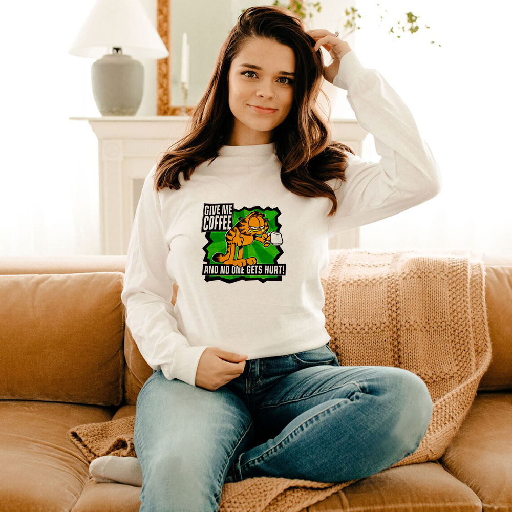 Garfield Give Me Coffee And No One Gets Hurt Long Sleeve