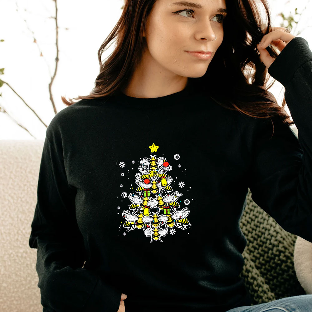 Bees Christmas Tree Xmas Beekeeper Long Sleeve Bees Christmas Tree Xmas Beekeeper Long Sleeve