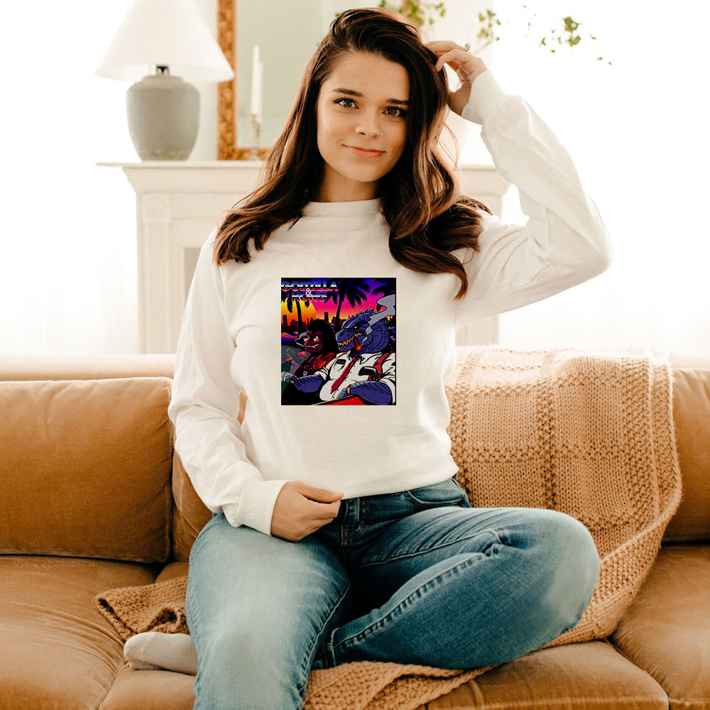 Godzilla And Kong Smoke And Driving Car Long Sleeve Godzilla And Kong Smoke And Driving Car Long Sleeve