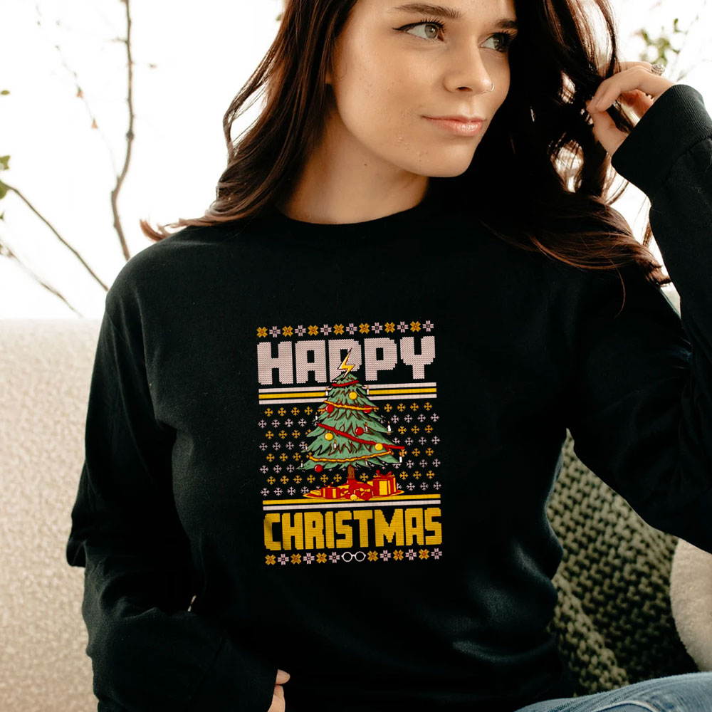 Happy Christmas Tree Light Ugly Christmas Long Sleeve Happy Christmas Tree Light Ugly Christmas Long Sleeve