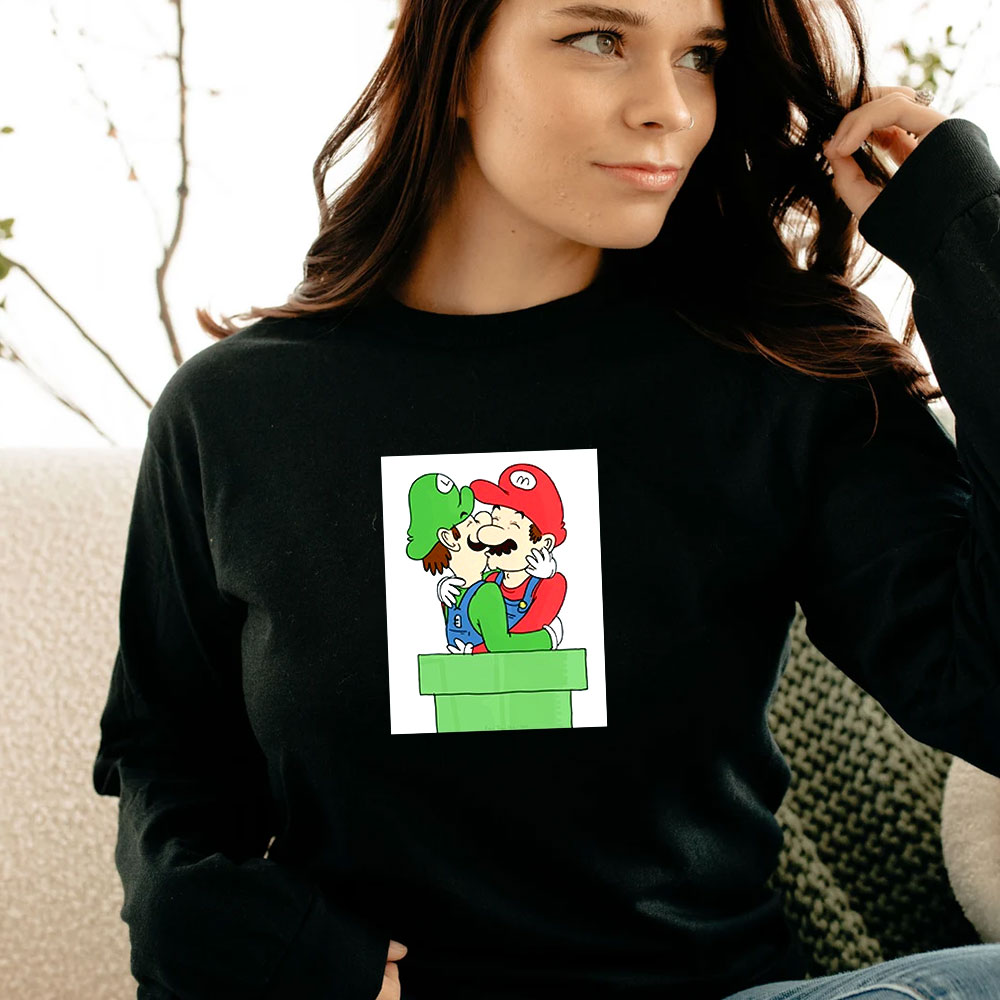 Mario And Luigi Kissing Funny Long Sleeve Mario And Luigi Kissing Funny Long Sleeve