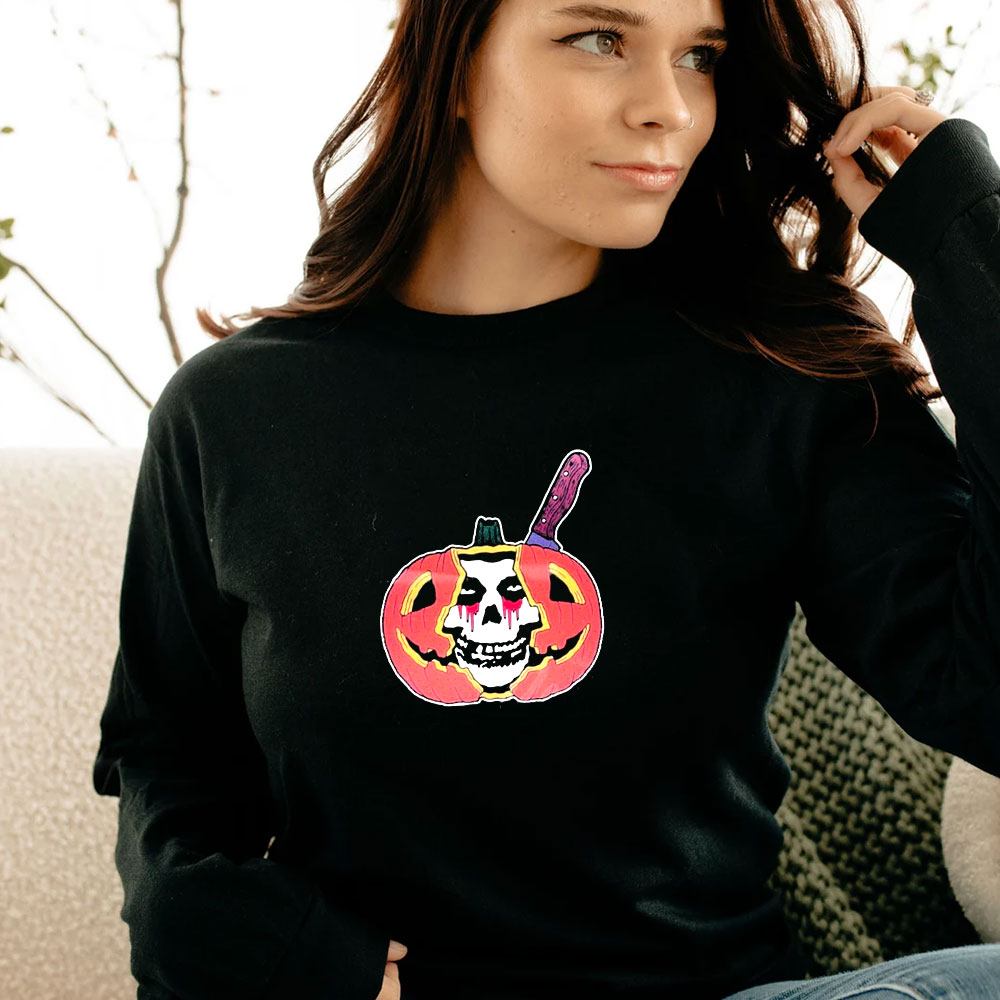 Misfits Halloween Jack o Lantern With Knife Long Sleeve