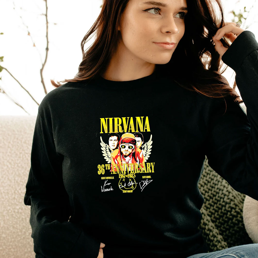 Nirvana Band 37th Anniversary 1987 2024 Signature Thank You Long Sleeve Nirvana Band 37th Anniversary 1987 2024 Signature Thank You Long Sleeve