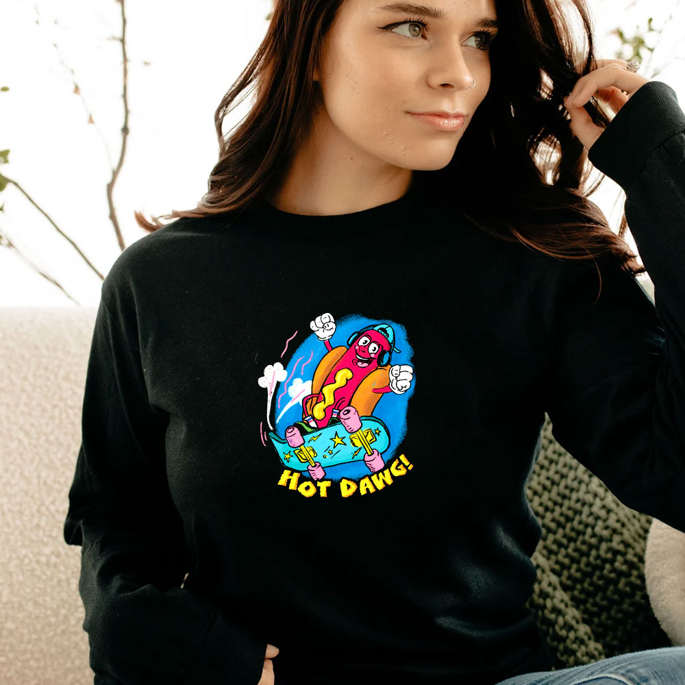 Retro Cartoon Hot Dog Skater Long Sleeve Retro Cartoon Hot Dog Skater Long Sleeve