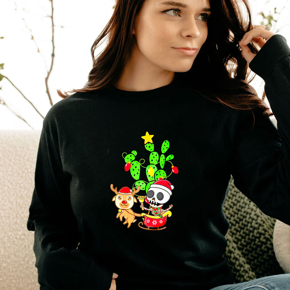 Skeleton Santa Nopalito Calacas Feliz Navidad Christmas Long Sleeve Skeleton Santa Nopalito Calacas Feliz Navidad Christmas Long Sleeve