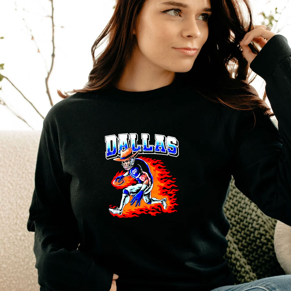 Stream Skeleton Dallas Football Cowboy Player Fire Long Sleeve Stream Skeleton Dallas Football Cowboy Player Fire Long Sleeve